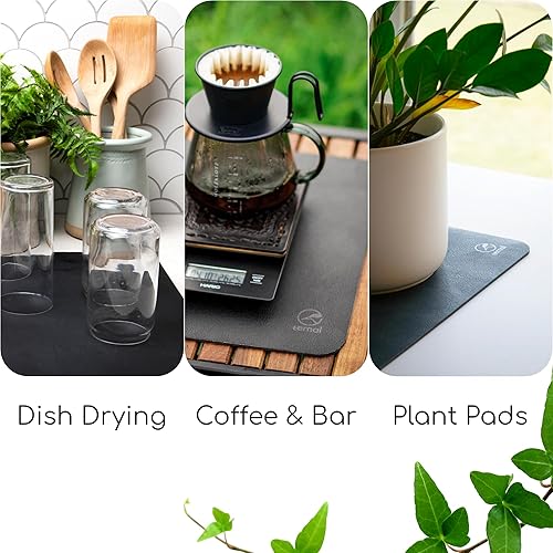 Miniatura 4 de Ternal Tapete de café, negro, tapete de café para encimera de cocina, tapete de encimera de máquina de café expreso de alta absorción, gran