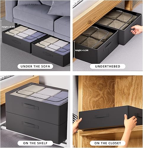 Miniatura 5 de CYhom Contenedores de almacenamiento para debajo de la cama, caja de almacenamiento de tela Oxford, contenedor resistente para debajo de la cama,