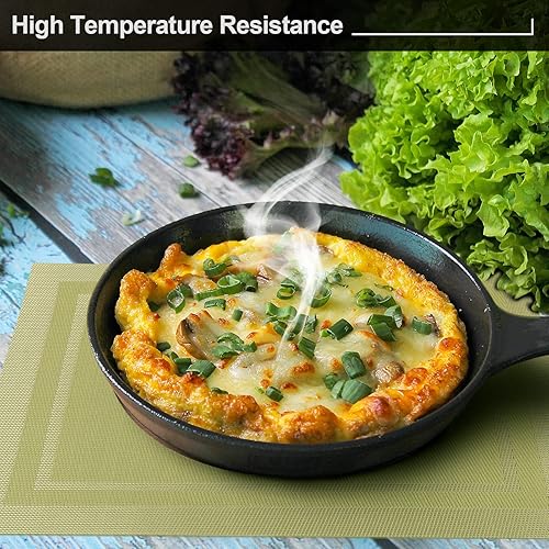 Miniatura 8 de DSJIFGEW Manteles individuales, manteles individuales para cocina, comedor, resistentes al calor, antideslizantes, lavables, de PVC, fáciles de