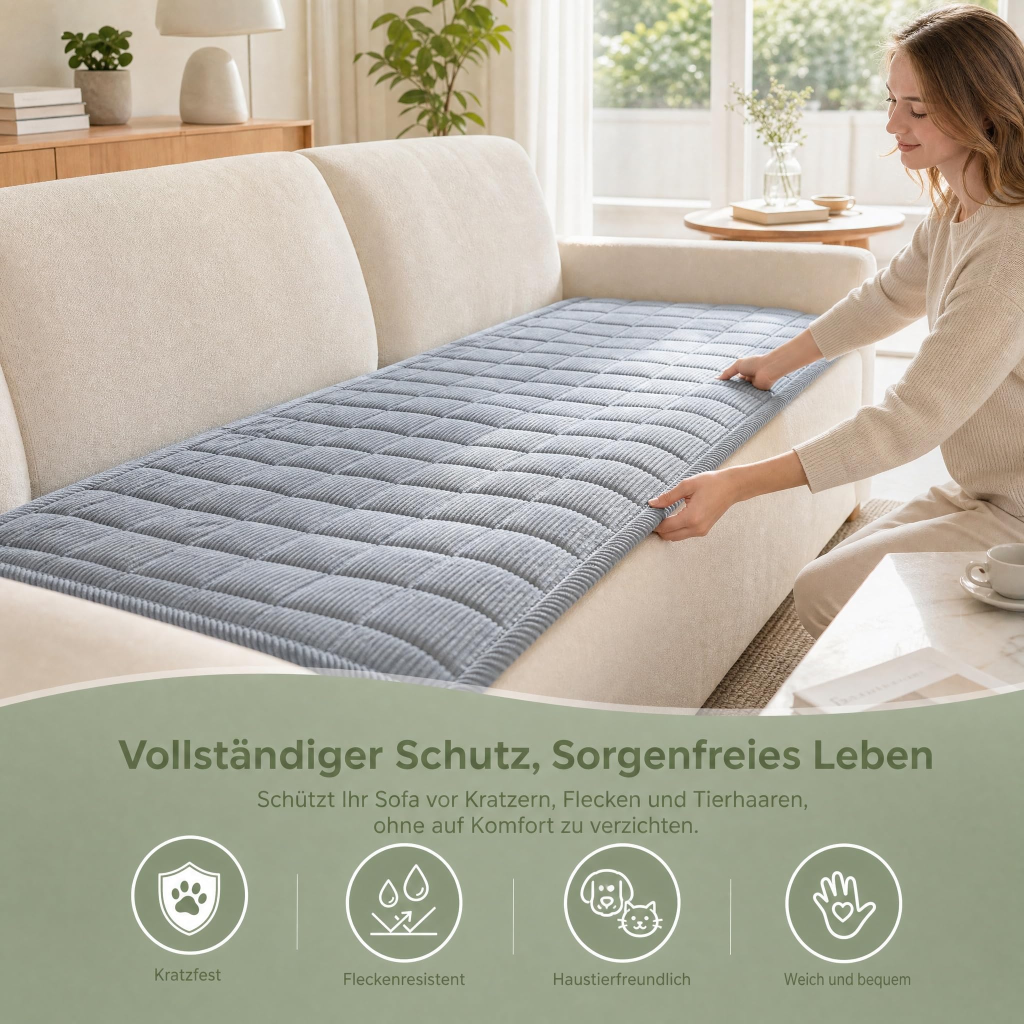 Sofa Guard - Soft in Aktion, Wasserabweisend & Rutschfest, Kratzfester Sofaschoner für Hunde & Katzen, Waschbarer Couch Überwurf, Weiche Sofa Schutzdecke für 1/2/3/4 Sitzer (Dunkelgrau,70*150cm)