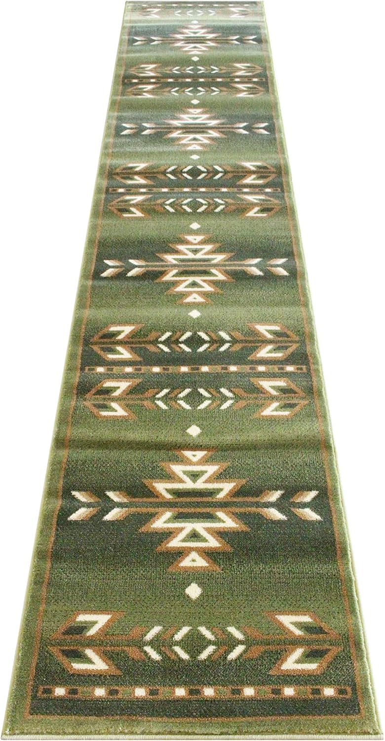 Masada Masada Rugs Southwest 2'x11' Native American Area Rug Runner in Green
