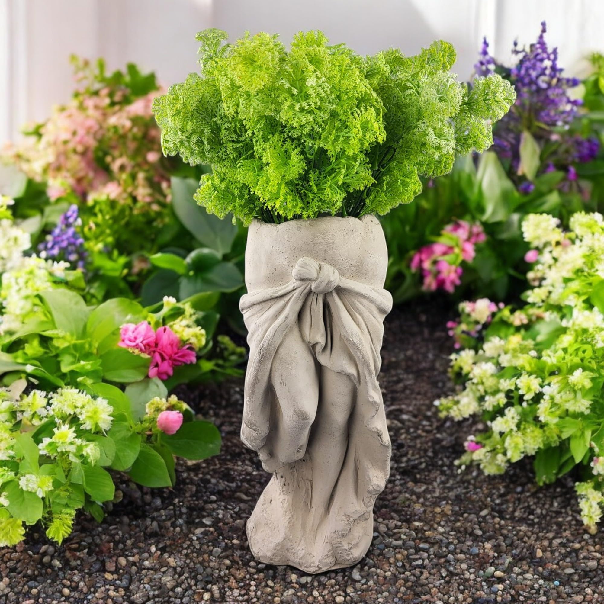 GMMH Ciężka figurka ogrodowa, statuetka ogrodowa z doniczką, poidło dla ptaków, rzymska rzeźba kamienna, popiersie kamienne, figura dekoracyjna, grecka statuetka z odlewu kamiennego, do użytku na