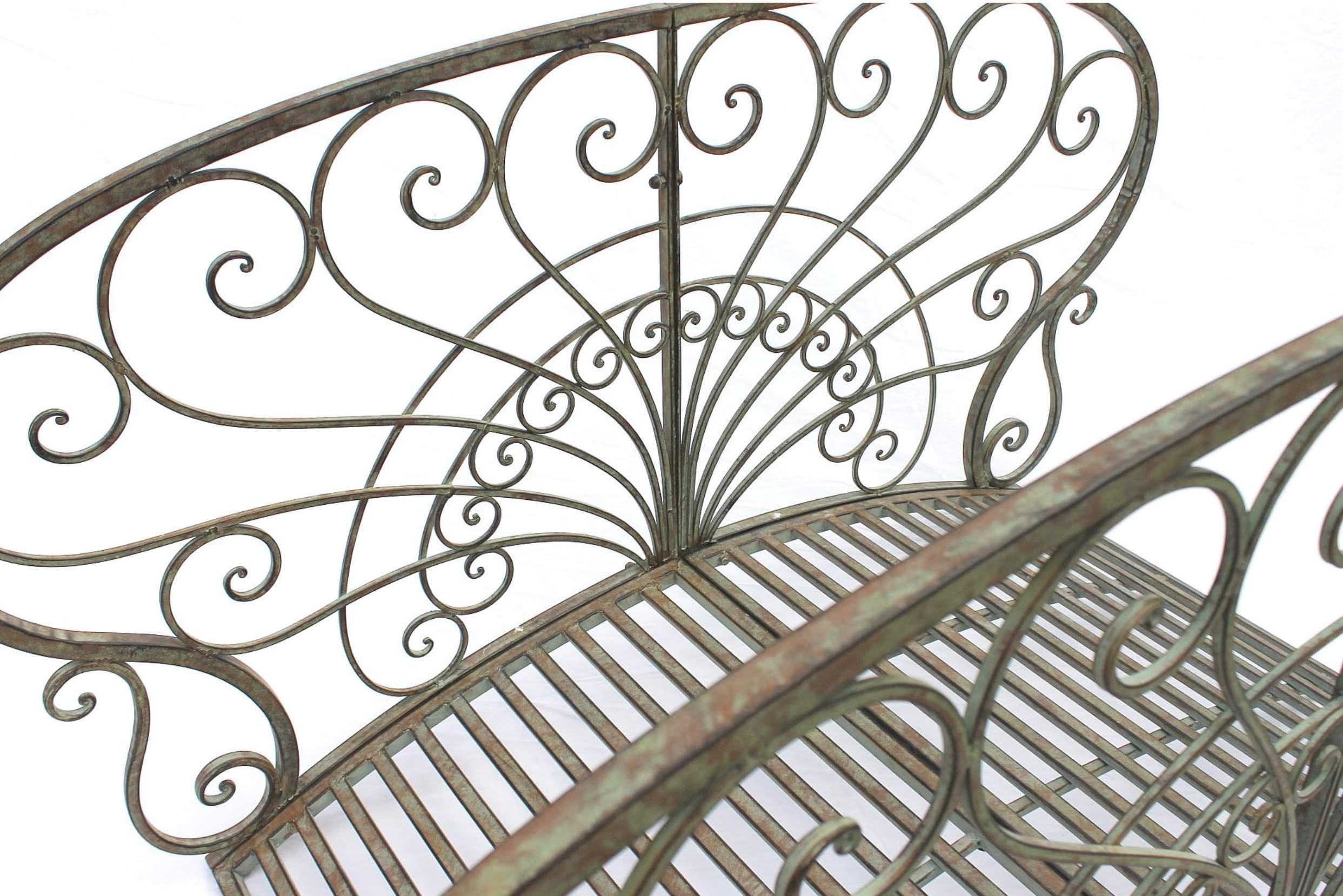 OLBRUS 8 FT tuinbrug, metalen boog voetgangersbrug met veiligheid siderails, decoratieve zwarte ijzeren vijverbrug voor buiten patio tuin achtertuin kreek boerderij