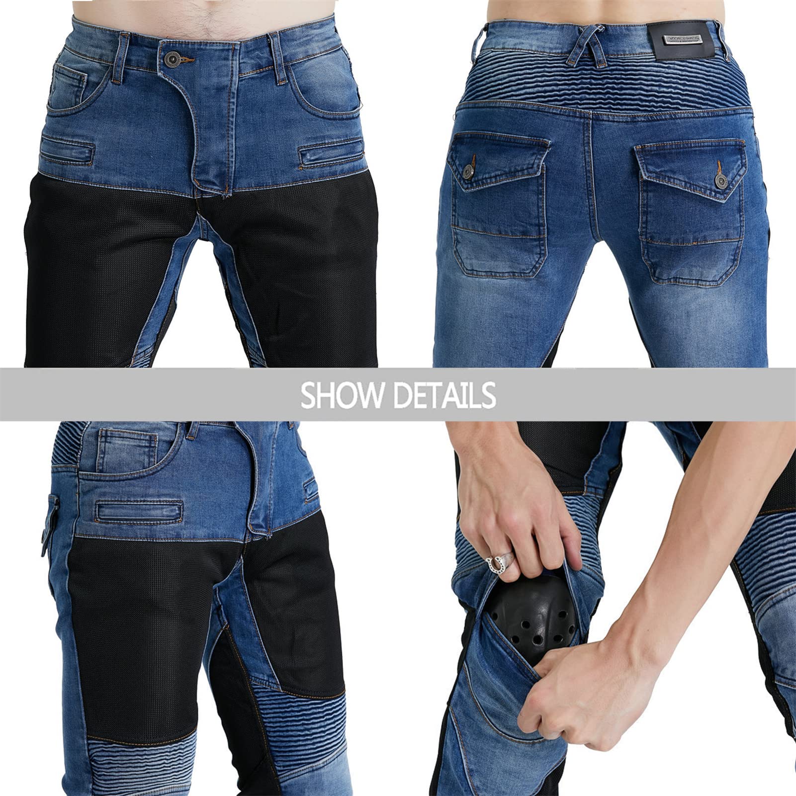 Herren Damen Motorradhose Mit Protektoren Schutzauskleidung Motorradjeans Denim Motorrad Hose, Stilvolle Motorradjeans