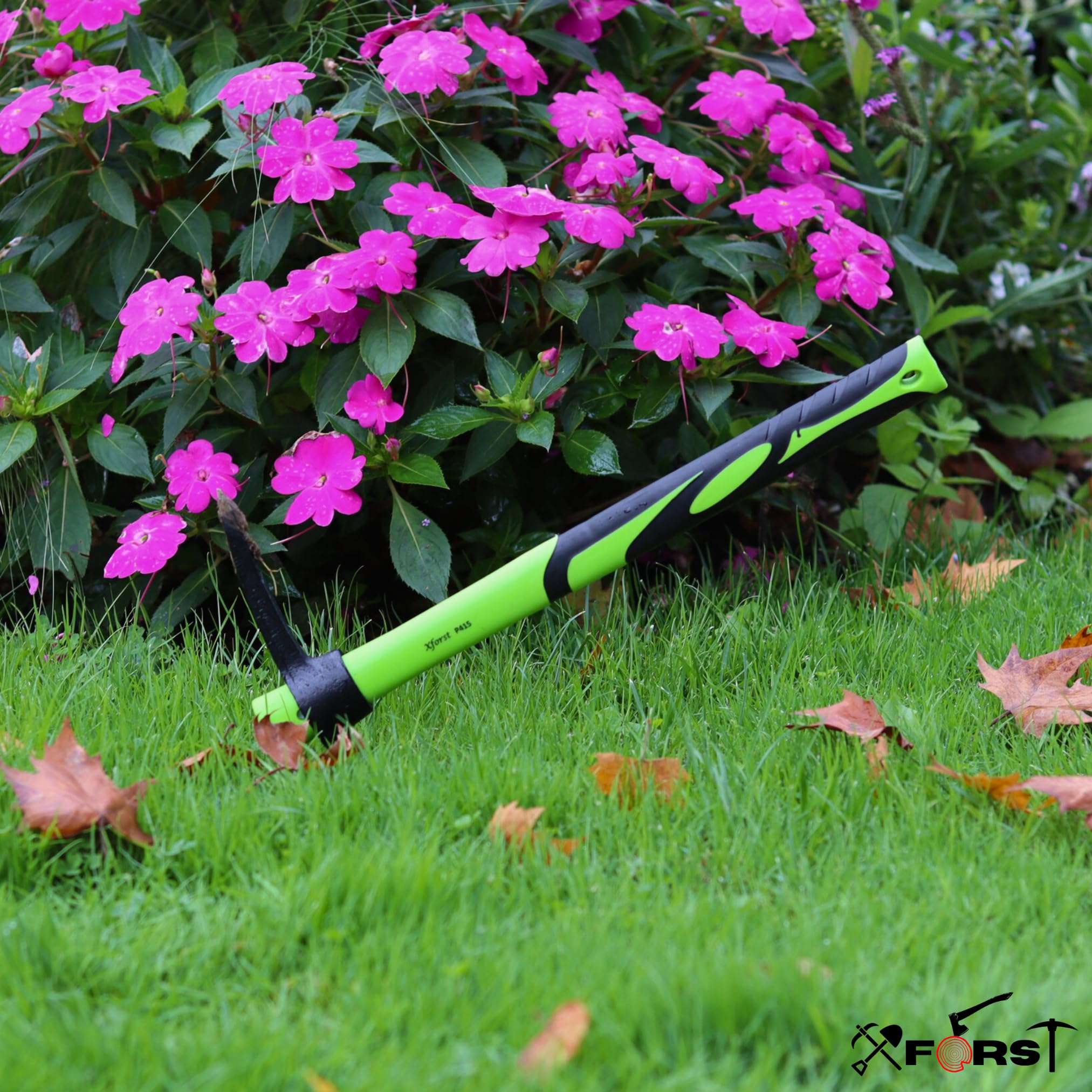 Xforst Set de Jardinage avec Pioche et Mini Pelle, avec des Manches en Fibre de Verre et têtes en Acier Forge. Solides et légères. Idéale pour Le Jardinage, la randonnée et la Prospection.