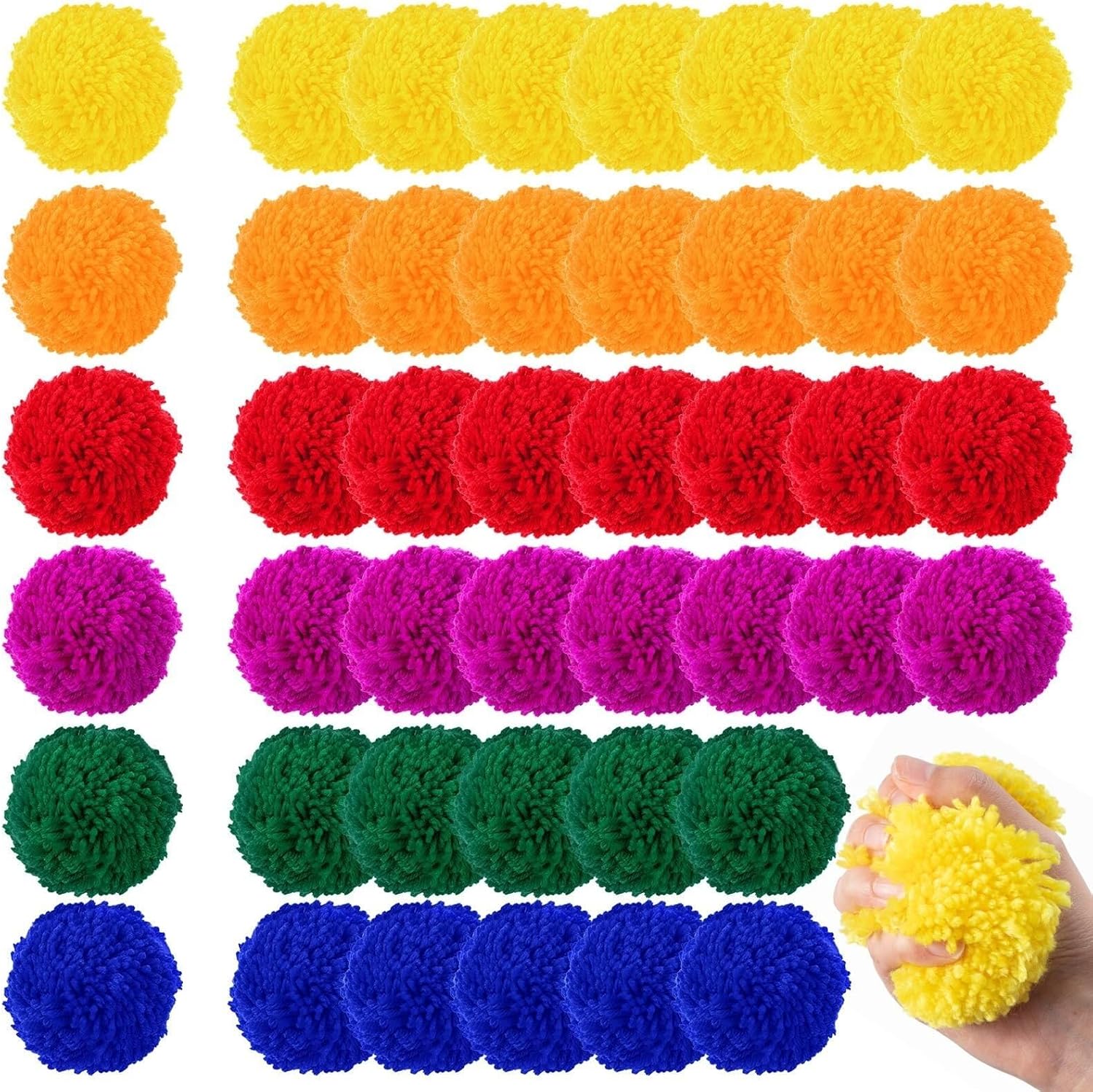 48 Pcs Kickball Dodgeballs 3.5 Inches Soft Acrylic Yarn Dodgeballs Playground Balls Large Hand Ball Physical Education Equipment for Adults Handball Outdoor Game Indoor Play, 6 Colors