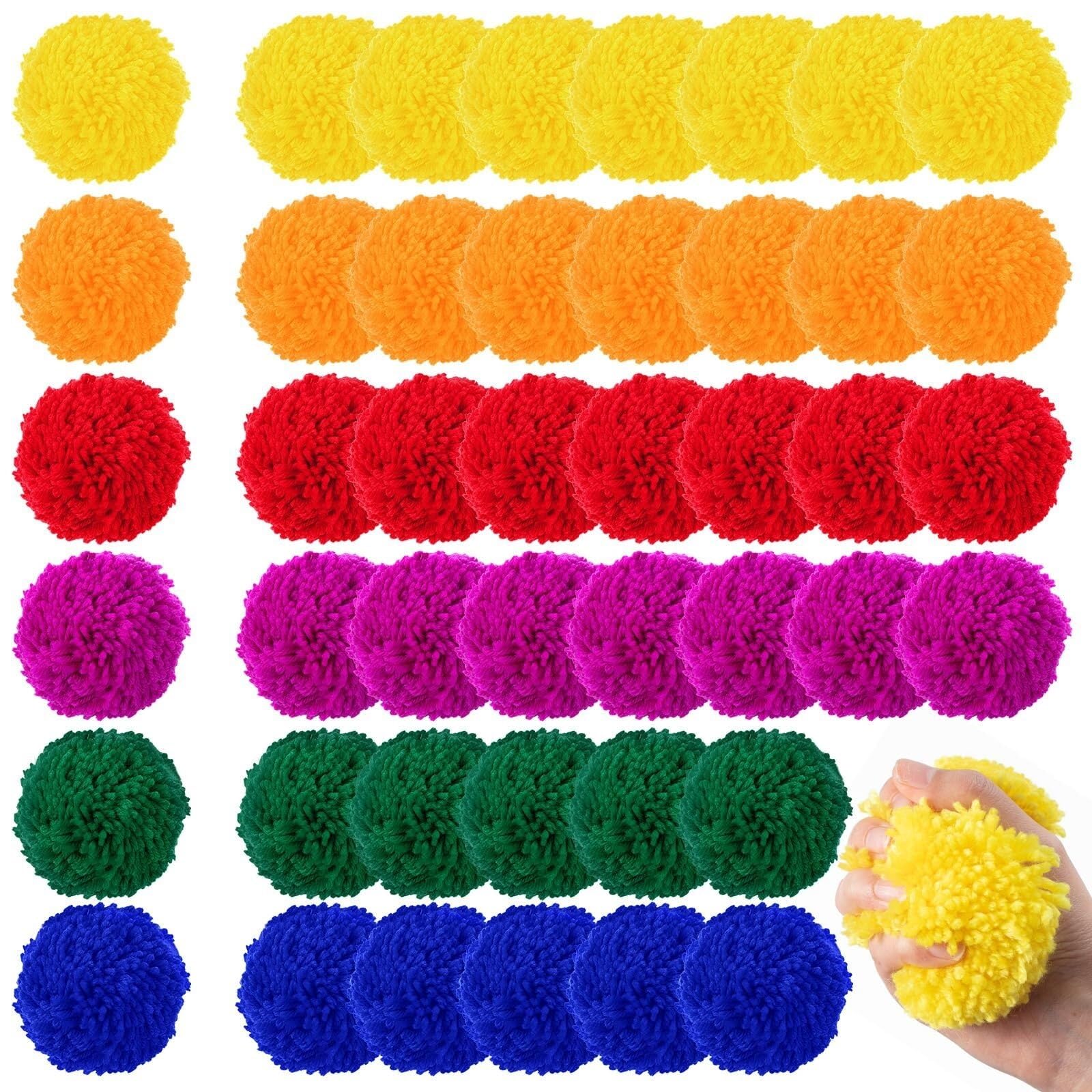 FRESHBALL 48 Pcs Kickball Dodgeballs 3.5 Inches Soft Acrylic Yarn Dodgeballs Playground Balls Large Hand Ball Physical Education Equipment for Adults Handball Outdoor Game Indoor Play, 6 Colors