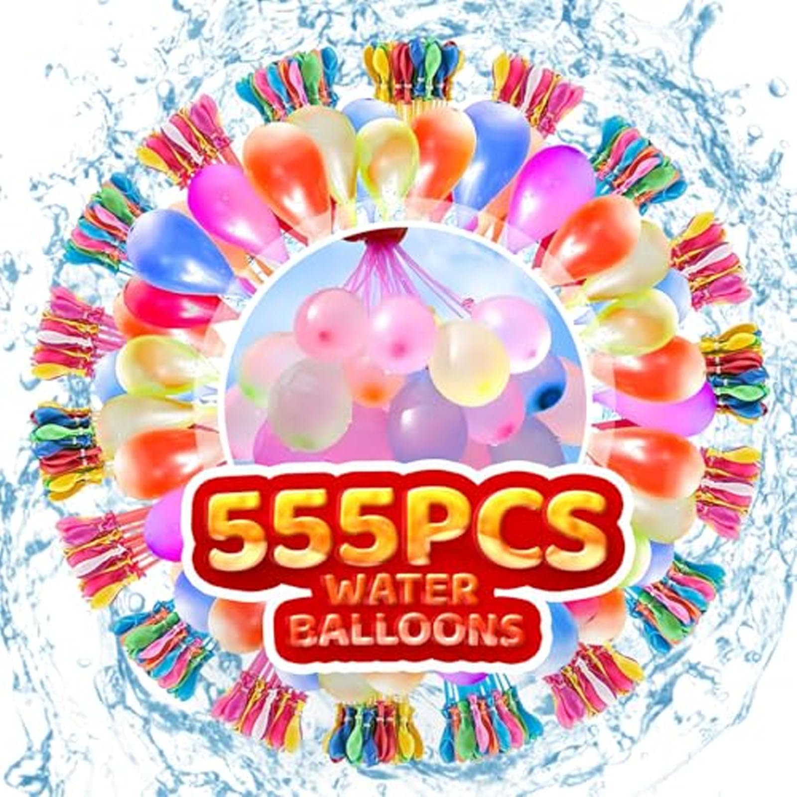 555 Stück Wasserbomben Selbstschließend, Wiederverwendbare Wasserbomben mit 4 Wasserhahn Anschluss, Schnellfüller Wasser Luftballons, Bunt Wasserballons, Water Balloons für Strände,Poolparty,Strände - 2