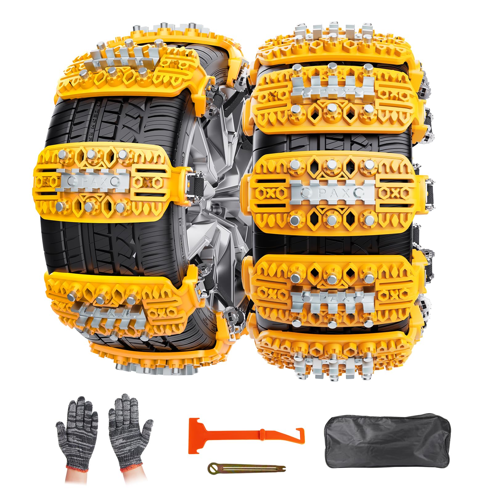 Cadenas de nieve universales para coche – 6 piezas antideslizantes de emergencia para neumáticos – Cadenas de tracción ajustables para TPU Van Camión SUV