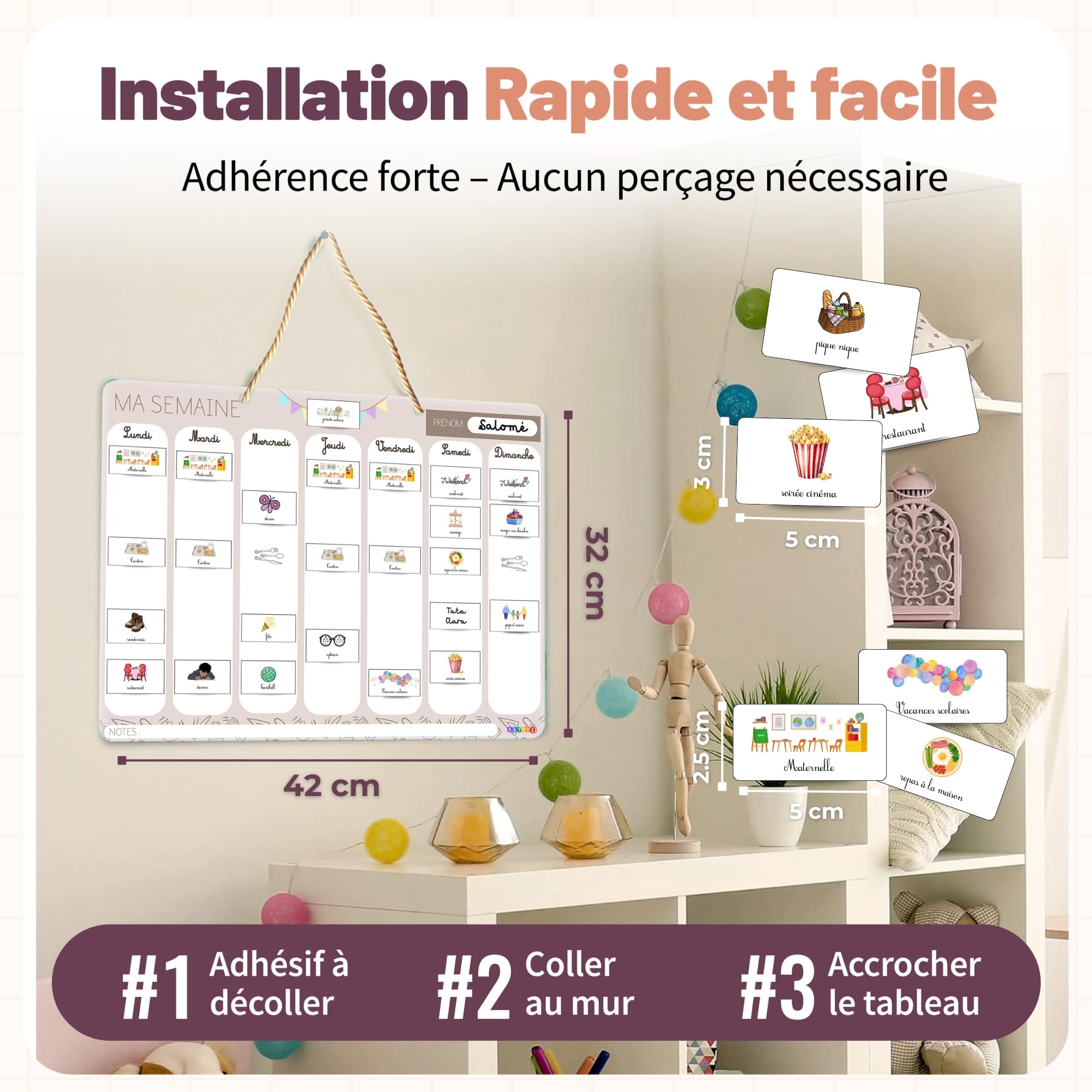 Semainier Enfant Magnétique 160 Aimants Calendrier Éducatif Routine Montessori Dès 3 Ans