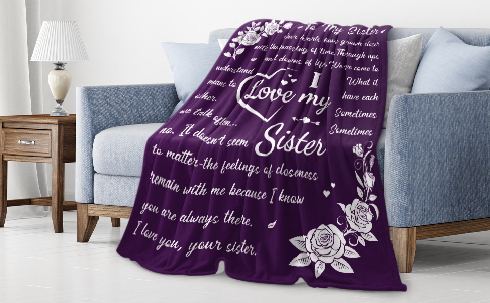 Sister Gift Throw Blanket - 80x60 Inches, Soft Flannel, Birthday/Christmas Gift For Her, Couch & Bed Decor - View #6
