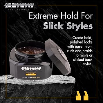Gummy Professional Plus Hair Gel for Men and Women Strong Hold Styling Gel for Slick Back Looks, Curls, Braids, Twists, and Edge Control Clear Gel for Shine, Neat Styles, and Conditioning 500ml