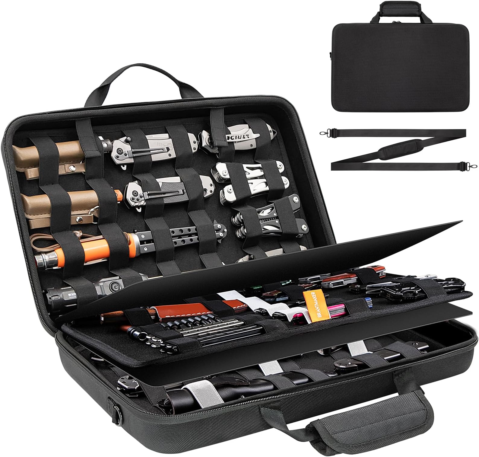 Knife Display Case, Knife Case for 61+ Pocket Knives, Knife Collection Case with Portable Shoulder Strap, Knife Storage Items (Box Only)