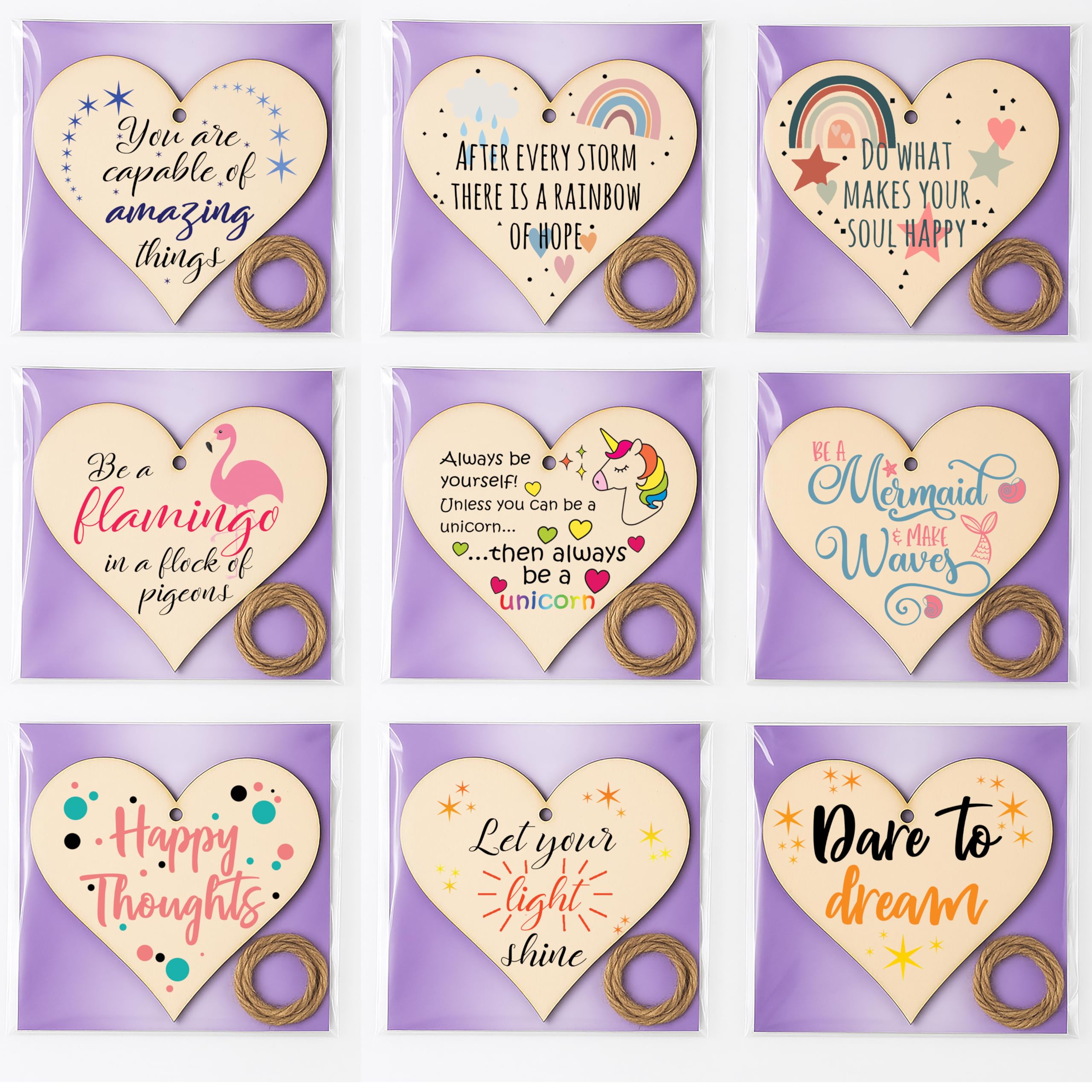 Pack of Inspirational Wooden Heart Signs – Hanging Home Decor with Uplifting Messages – Build a Bundle of Great Gifts