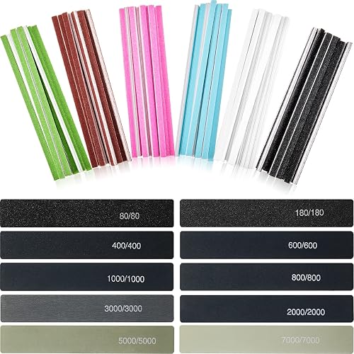 Honoson 70 Pcs Sanding Sticks Polishing Sticks Fine Sanding Twig Coded Abrasive Sand Twig for Plastic Model Assorted Metal and Wood Sand Tool Accessory for Craft (Low Grits Rating,Simple Style) - Low Grits Rating - Simple