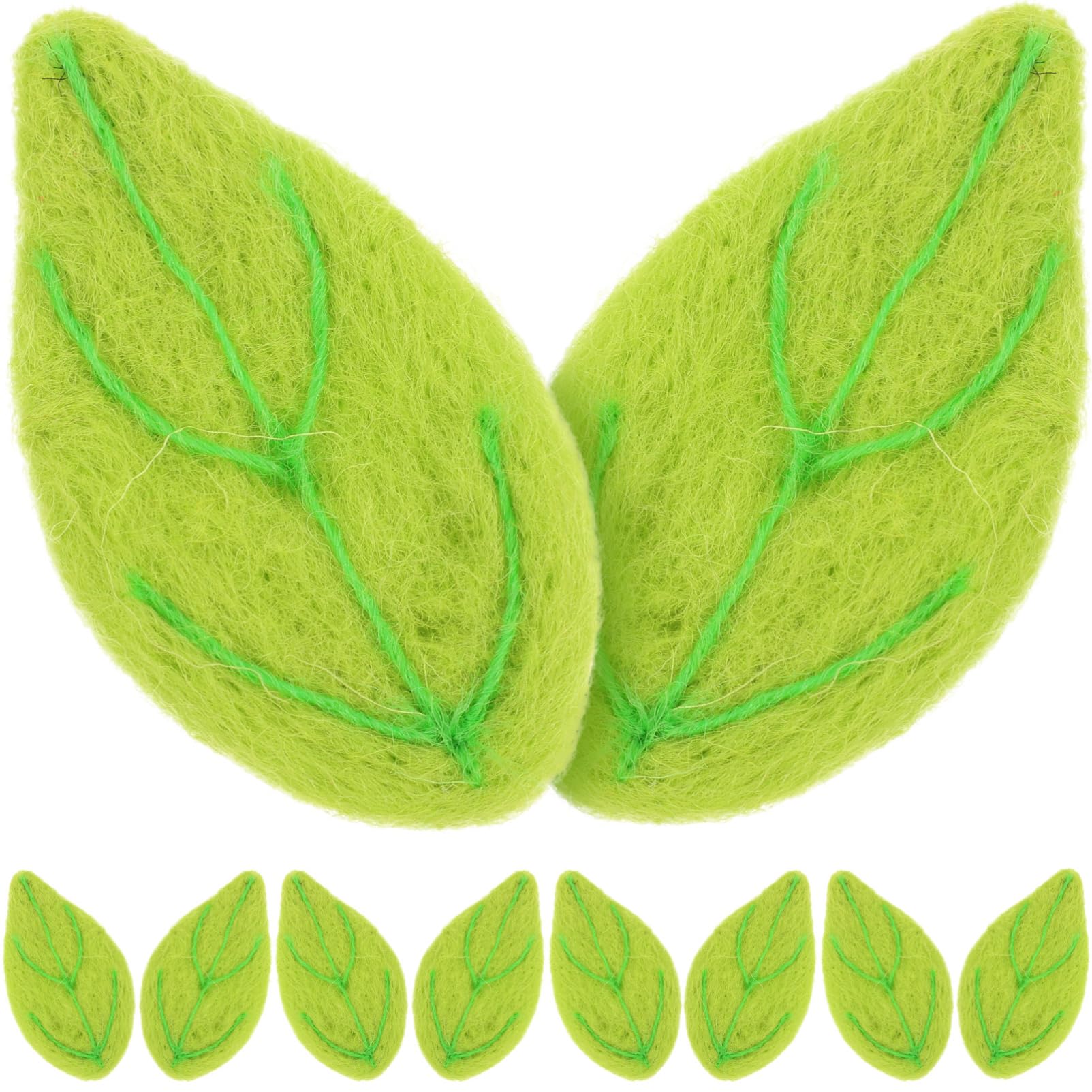 NUOBESTY 4sets Craft Wollfilz Blatt Haarnadel Grüne Blätter Aufkleber Verzierungen Für Kopfschmuck 10 Stücke * 4