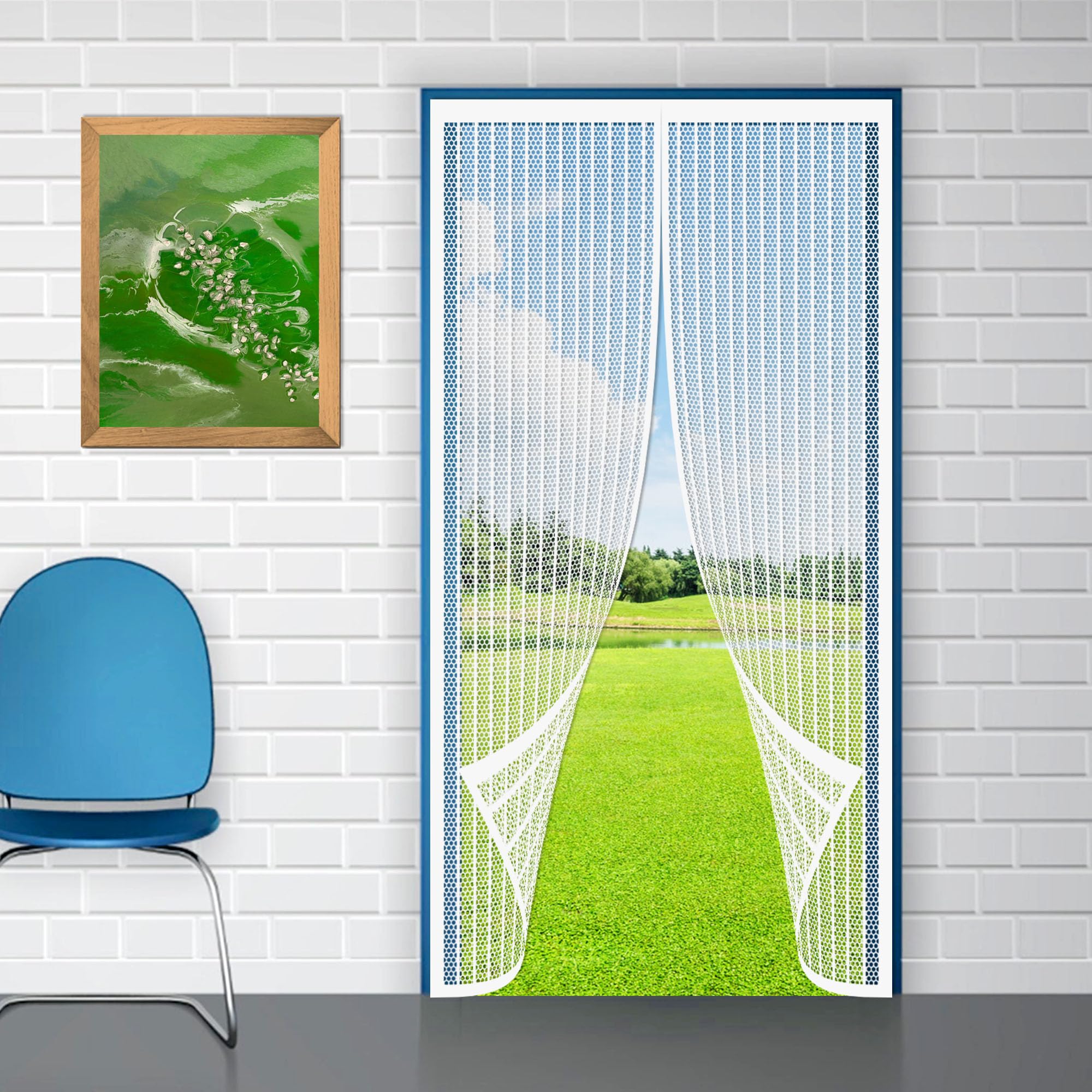 Moustiquaire de balcon robuste en maille blanche dense 116 x 210 cm pour porte-fenêtre