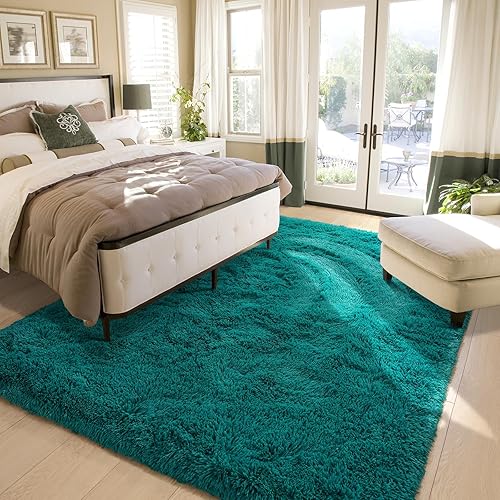 Miniatura 163 de Amearea Alfombra suave y esponjosa de alta calidad, moderna, 5 x 7 pies, alfombras de felpa mullida para sala de estar, dormitorio, habitación