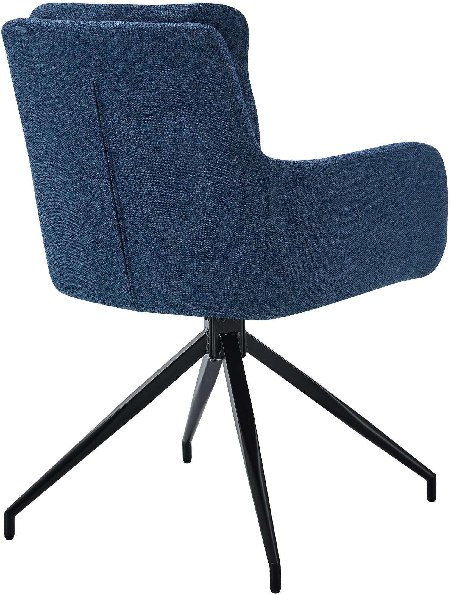 CLP Silla de Comedor giratoria Somers Tela, sillón Giratorio 180° con reposabrazos y Respaldo, Silla de Cocina tapizada Color:Azul