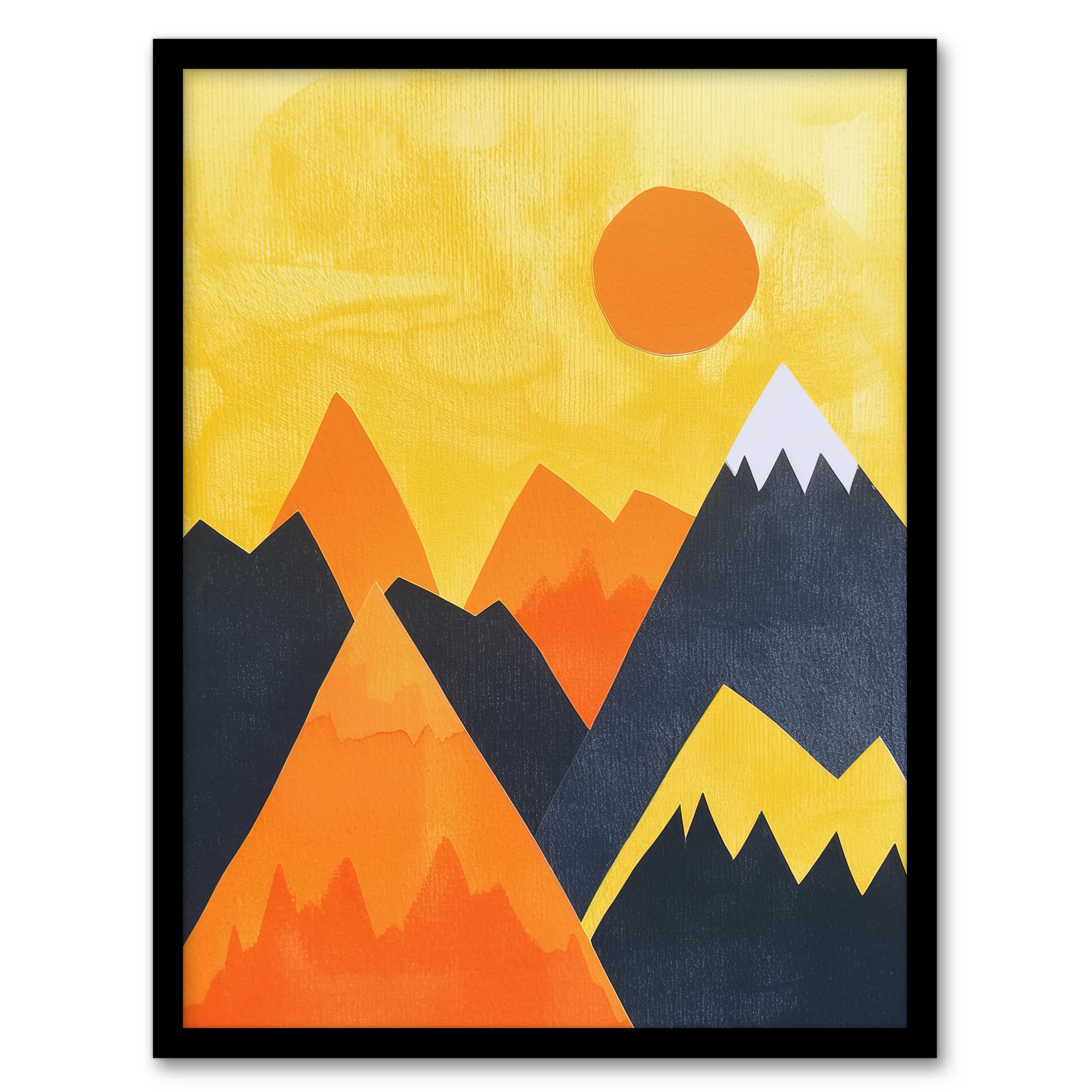 Artery8 Sunrise Over Himalayan Mountain Range Abstract Living Room Artwork Framed Wall Art Print A4