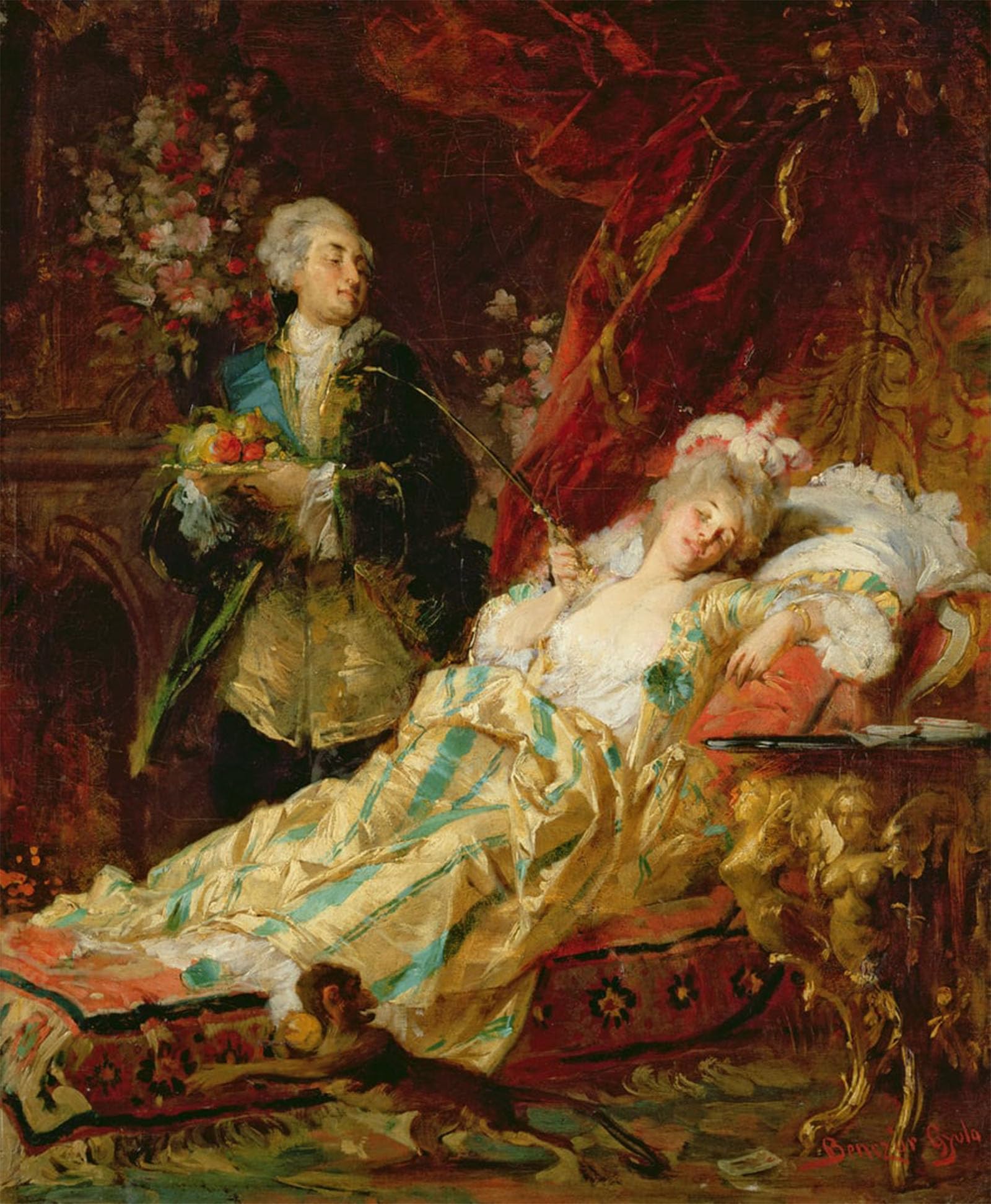 POSTERIIk Vintage Classic Picture Landscape Artwork Louis Xv and Madame Dubarry by Gyula Benczúr Portrait Canvas Painting for Office Home Decor 60x90cm