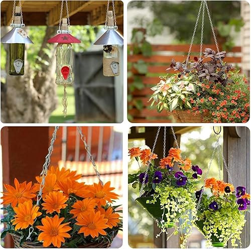 Miniatura 7 de SIL - Paquete de 10 cadenas colgantes plateadas con ganchos en S, cadena de 21 pulgadas para colgar comederos de pájaros, macetas, canastas, vallas