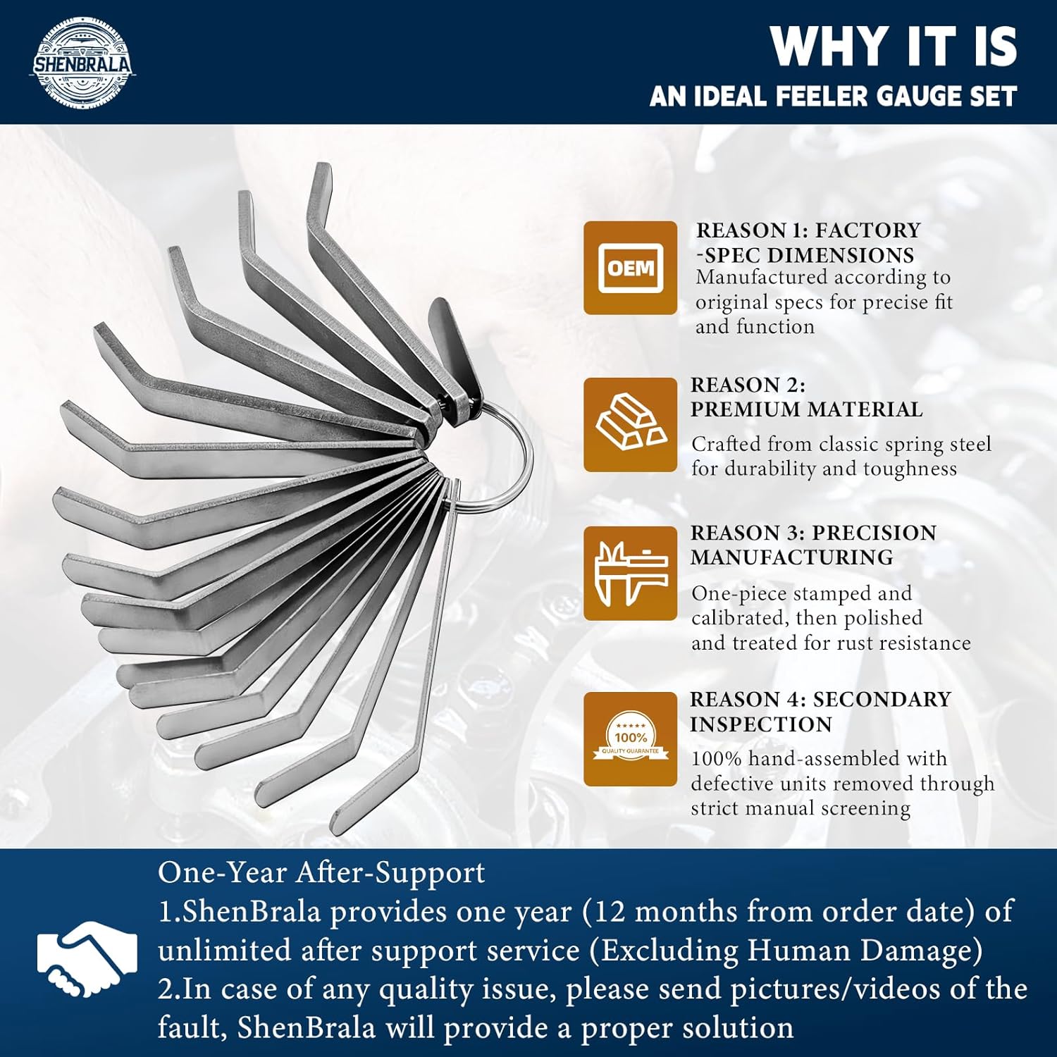 15 Pcs Feeler Gauge Tool Set for Jake Brake Valve Adjustment, Compatible with Volvo D12/ D13/ D16 & Mack MP7/ MP8/ MP10 Engine, Replacement Part Number 85111377 88880052 88880053, 0.2-4.2mm