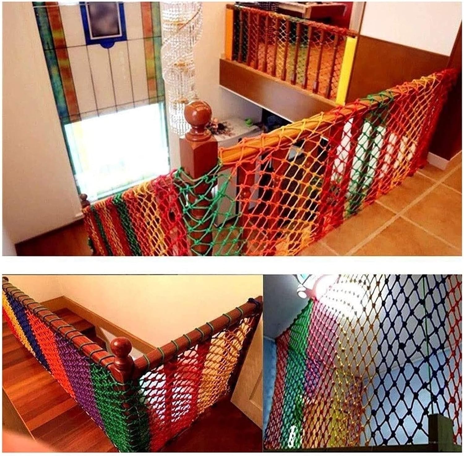 Hand Weaving Traditional Structure Child Safety Protective Net Automotive Spider Cargo net Garden Netting Rope Netting (Color : Indoor, Size : 1 * 1m)