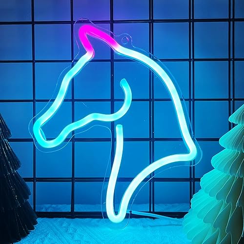Regalos de Caballo para Niñas, Letrero de Neón de Caballo Anywin para Decoración de Pared, Luces de Neón LED de Cabeza de Caballo para Decoración de