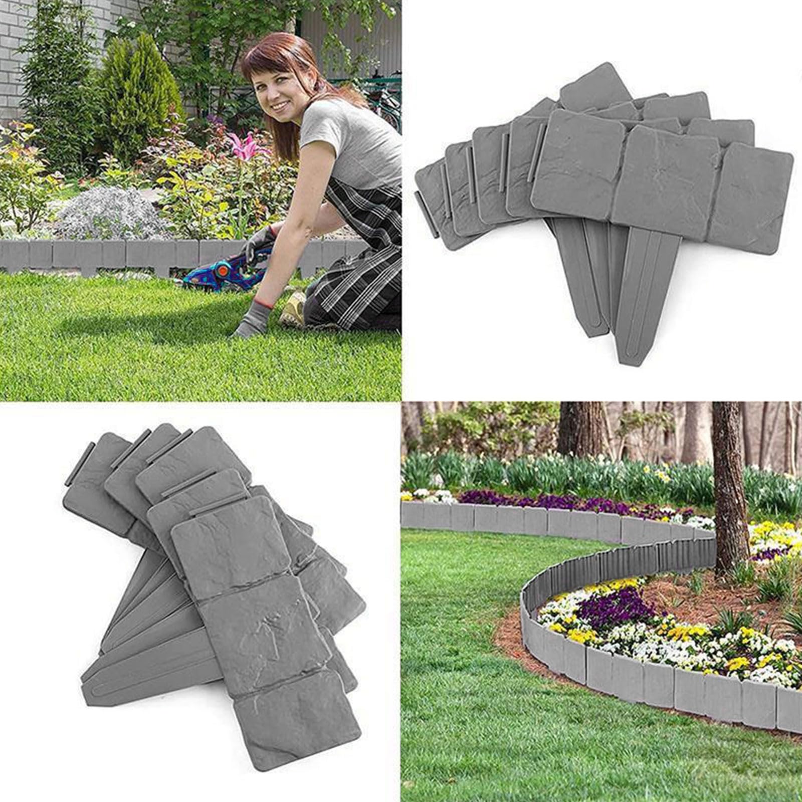 Recinzione decorativa da giardino, imitazione di pietra durevole per aiuole, facile installazione, bordo paesaggistico per decorazioni da giardino all'aperto