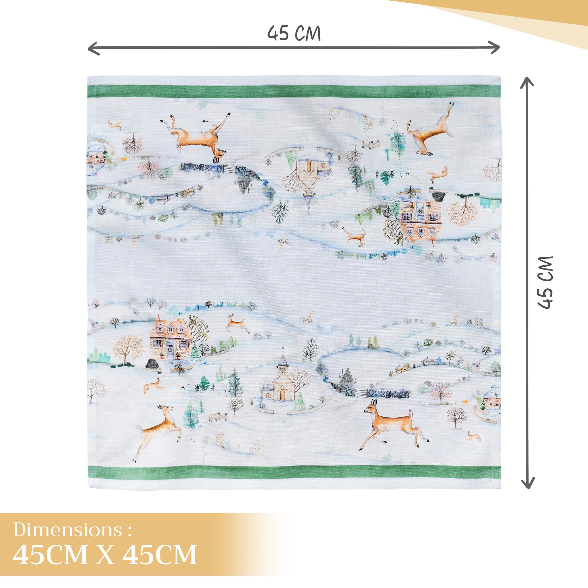 Maison d' Hermine Cloth Napkins Set of 4 100% Cotton for Christmas Decorations Everyday Reusable Square Autumn Napkins Cloth Washable Dinner Party Wedding (Snowy World - Image 2