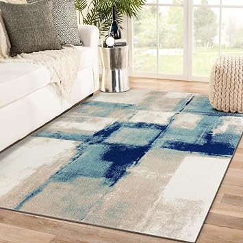LUXE WEAVERS Abstract Geometric Area Rug Modern Carpet, 8X10, Ivory