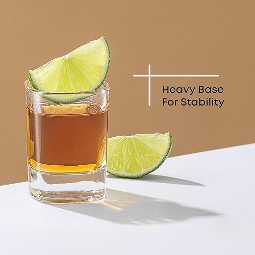 Miniatura 4 de JoyJolt Juego de 10 vasos de chupito de vidrio de 2 onzas juego de vasos de chupito de base pesada vasos de chupito cuadrados - Vaso de chupito de