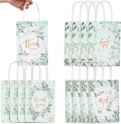 48 bolsas de regalo de agradecimiento, diseño floral, bolsas de agradecimiento pequeñas de papel kraft de agradecimiento para negocios, compras,