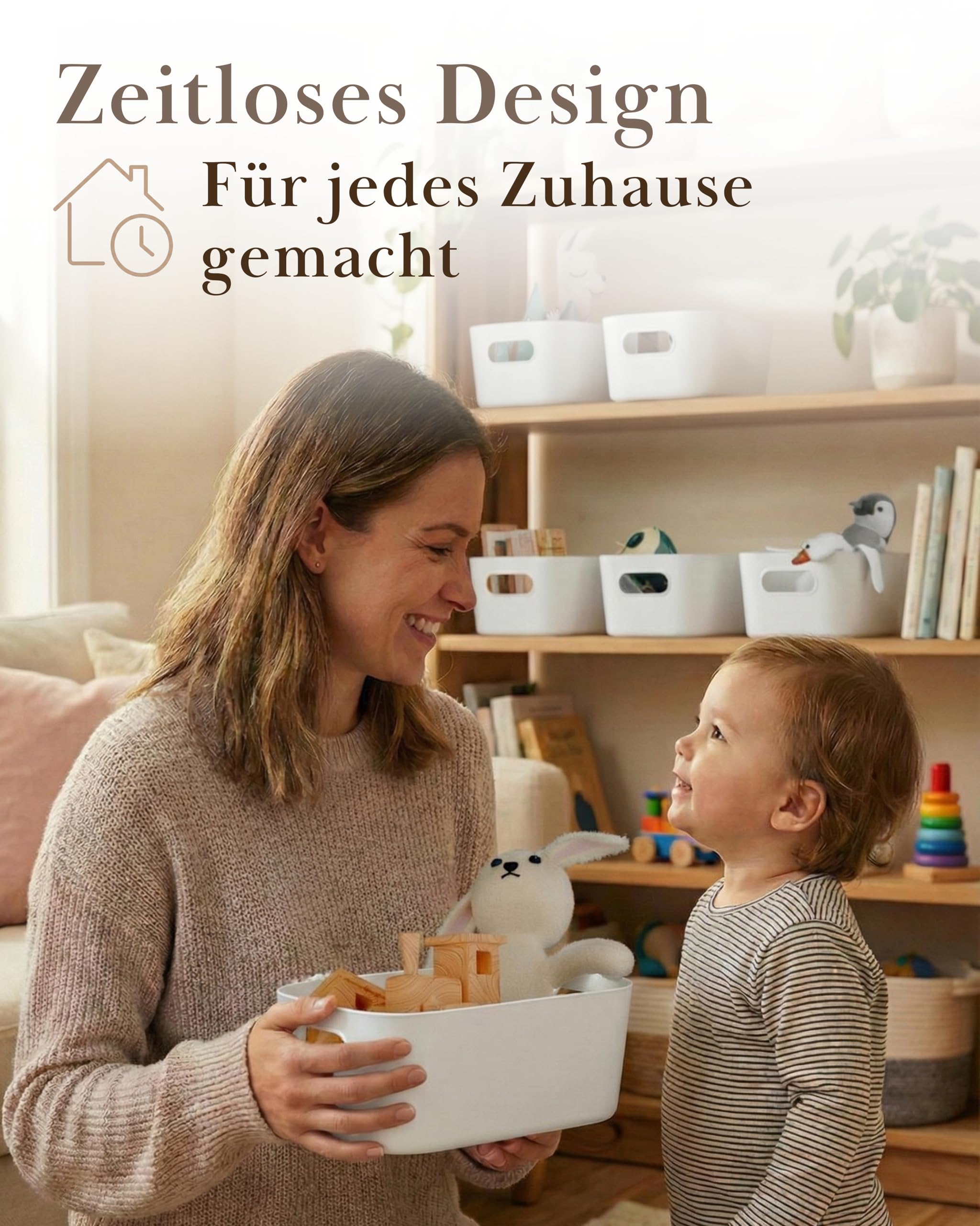 VMbathrooms Pudełka do przechowywania, zestaw 10 sztuk, białe, 25 cm, wytrzymały organizer kuchenny i uniwersalne pudełko (nie zawiera BPA), pudełka do przechowywania z ergonomicznymi uchwytami i