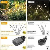 Vista 7 de Solar Garden Light,Solar Powered Firefly Lights,6 LED Solar Firefly Lights Outdoor Waterproof, Solar Fairy Lights for Patios, Gardens, Lawns Warm