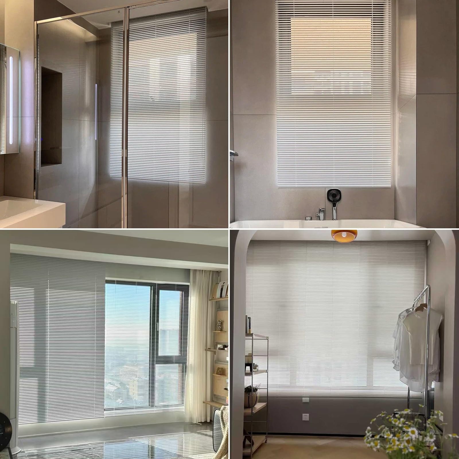 Tende Veneziane, Tenda Veneziana in Alluminio per Interni, Privacy, Kit di montaggio incluso, Senza Foratura, per Finestra,Porta,Bagno