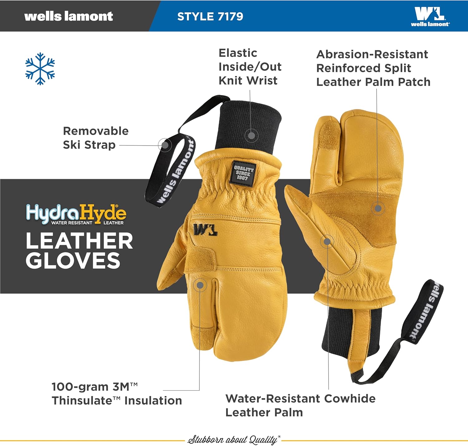 Wells Lamont HydraHyde Winter Mittens for Women & Men, Lobster Style, Insulated for Cold Weather, Snow & Ski Mittens (Saddletan, Medium) - Image 3
