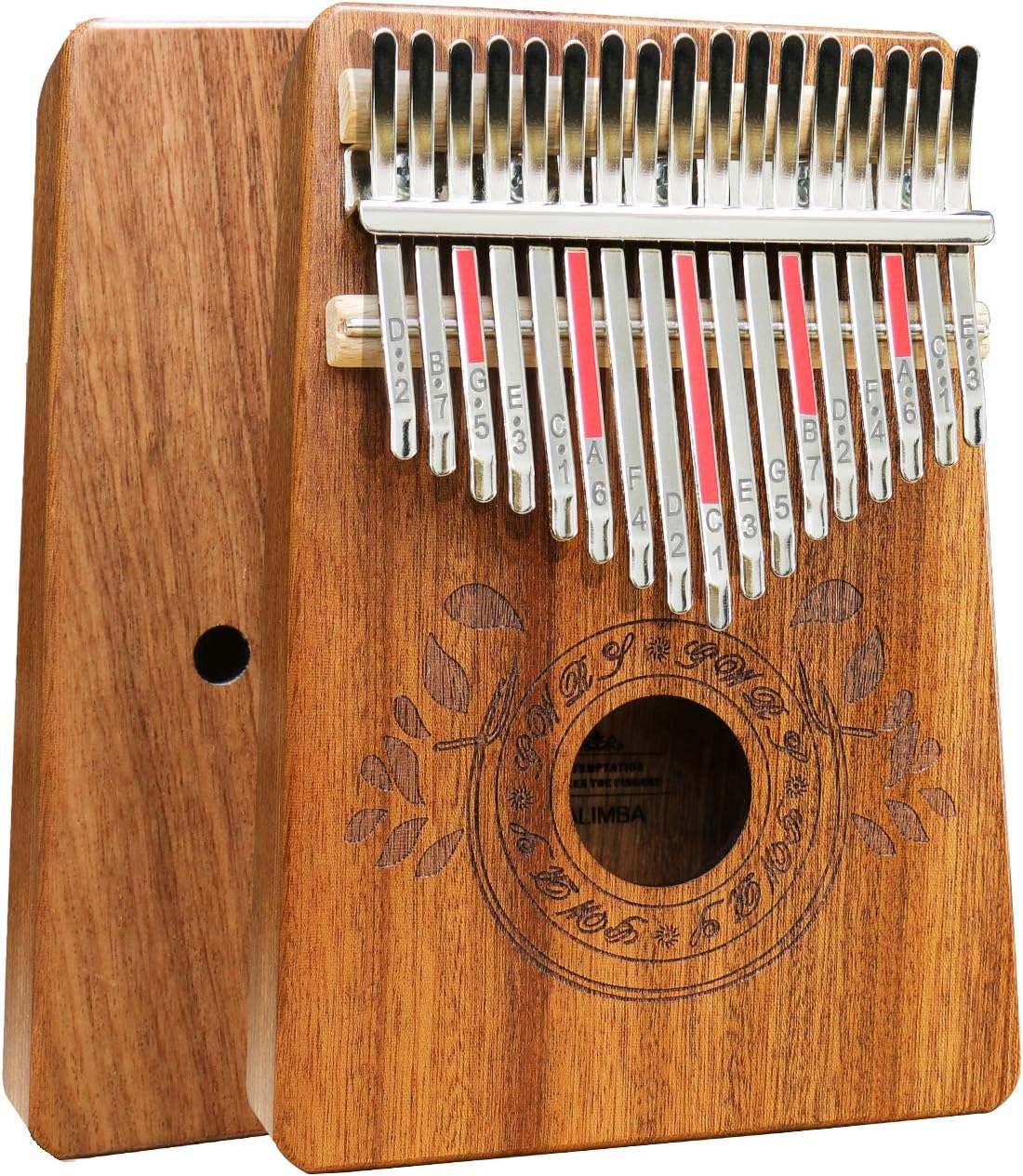 Kalimba 17 Keys Thumb Piano with Study Instruction and Tune Hammer, Portable Mbira Sanza African Wood Finger Piano for Kids Adult Beginners
