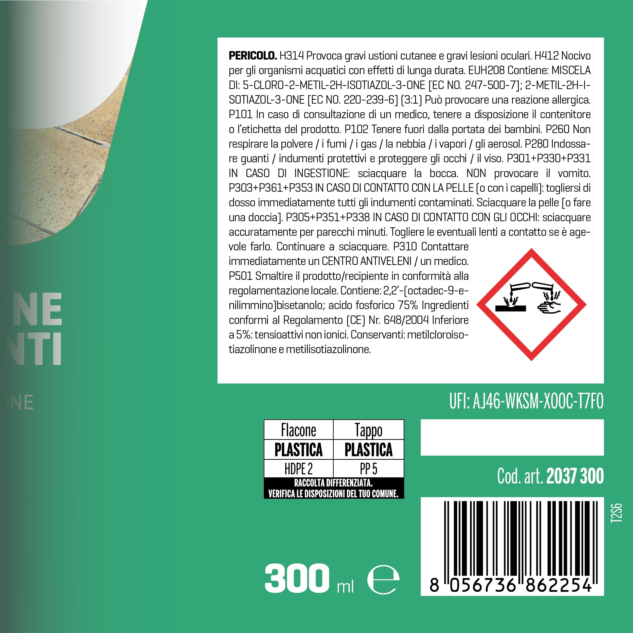 CAMP Rust X - Togliruggine per Pavimenti e Rivestimenti, Antiruggine ad Azione Rapida Ideale per Gran Parte delle Superfici - Elimina Ruggine, Ossidazioni e Incrostazioni Senza Lasciare Aloni, 300 ml