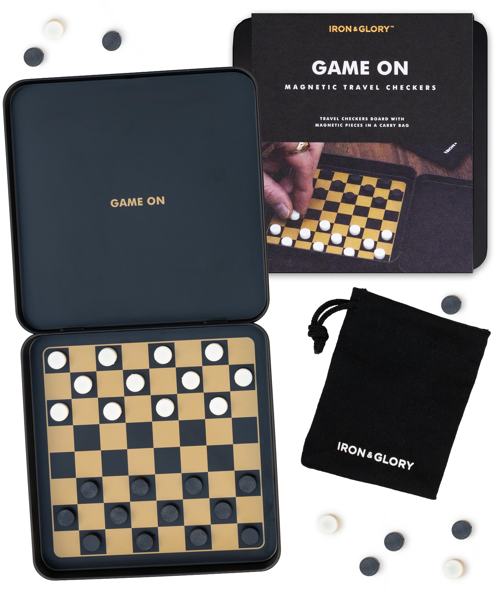 Amazon.com: Iron & Glory Magnetic Travel Checkers Set Durable Tin