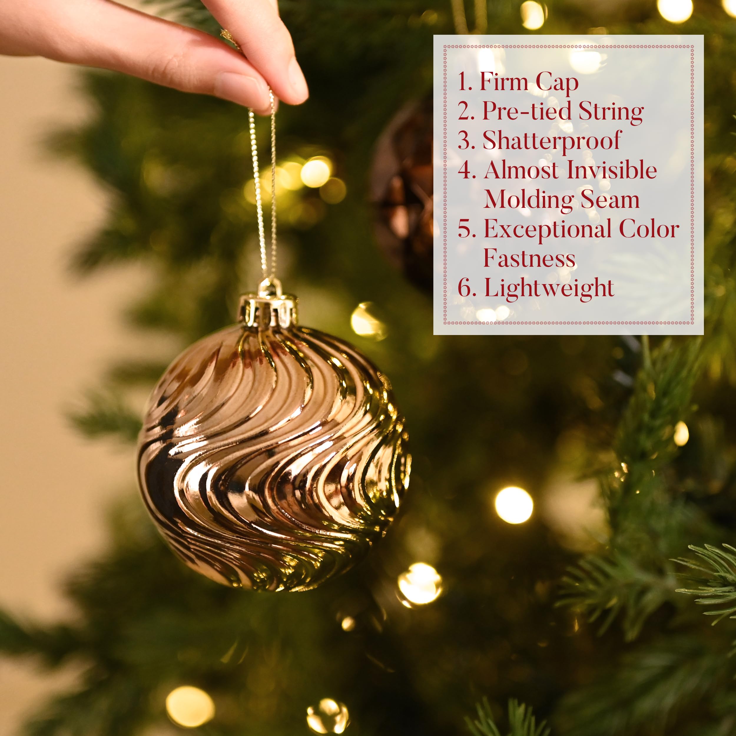 Valery Madelyn Weihnachtsbaumschmuck, Kugel-Ornament-Set, Bronze, Kupfer, Braun, Gold, bruchsicher, hängende Ornamente, Großpackung für Herbst, Erntedankfest, Herbst, Ernte, Weihnachten, Urlaub, Party