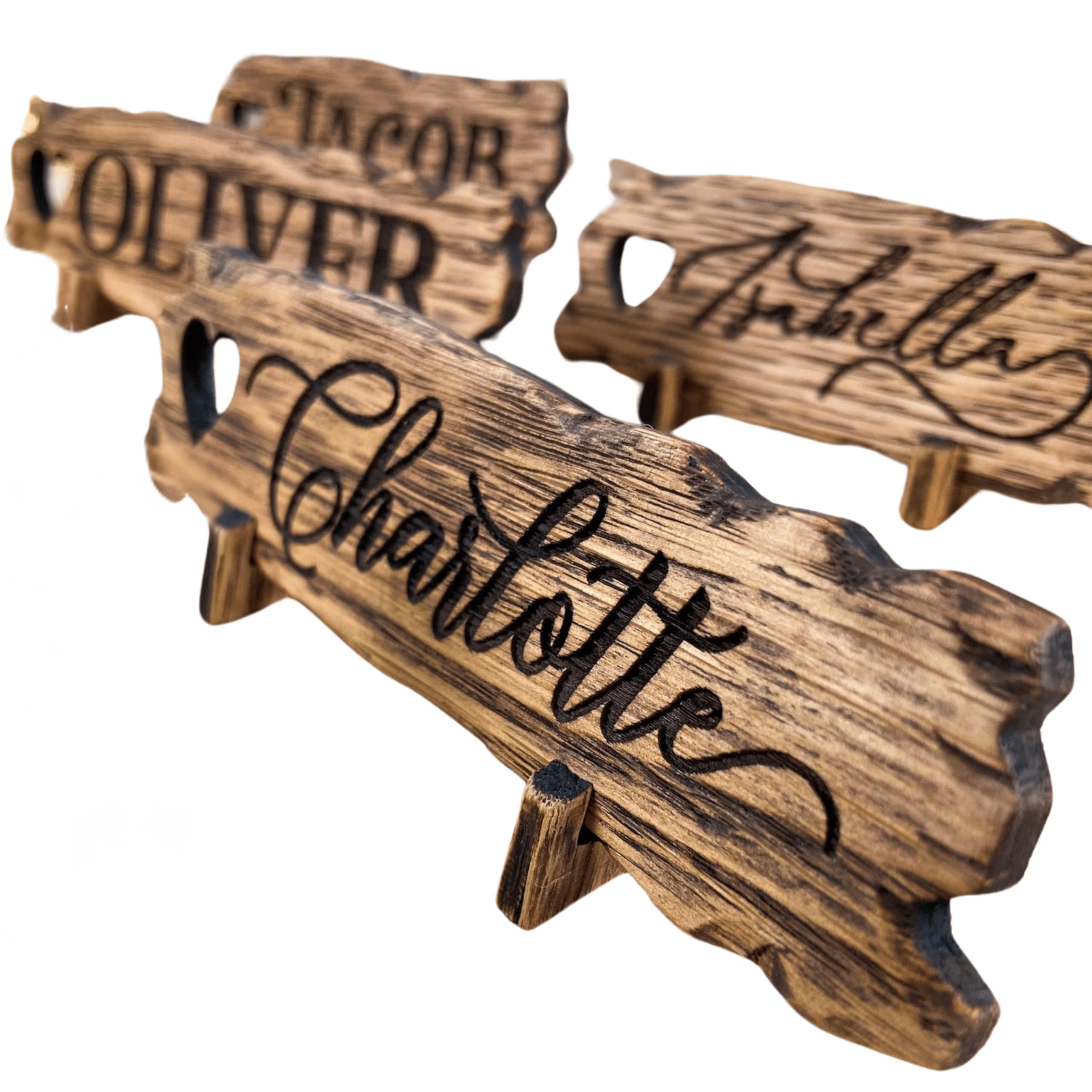 Livin Harmony Wooden Customized Name Tags, Personalized Place Cards for Wedding Reception, Bridal Shower, Dinner party - Elegrant Rustic Wedding Table Decor, Nombre Personalizado Para Fiesta