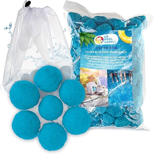 Miniatura 6 de U.S. Pool Supply Bolas de filtro de piscina de 3.0 libras, medios de filtro de fibra ecológicos para filtros de arena de piscina (equivale a 100