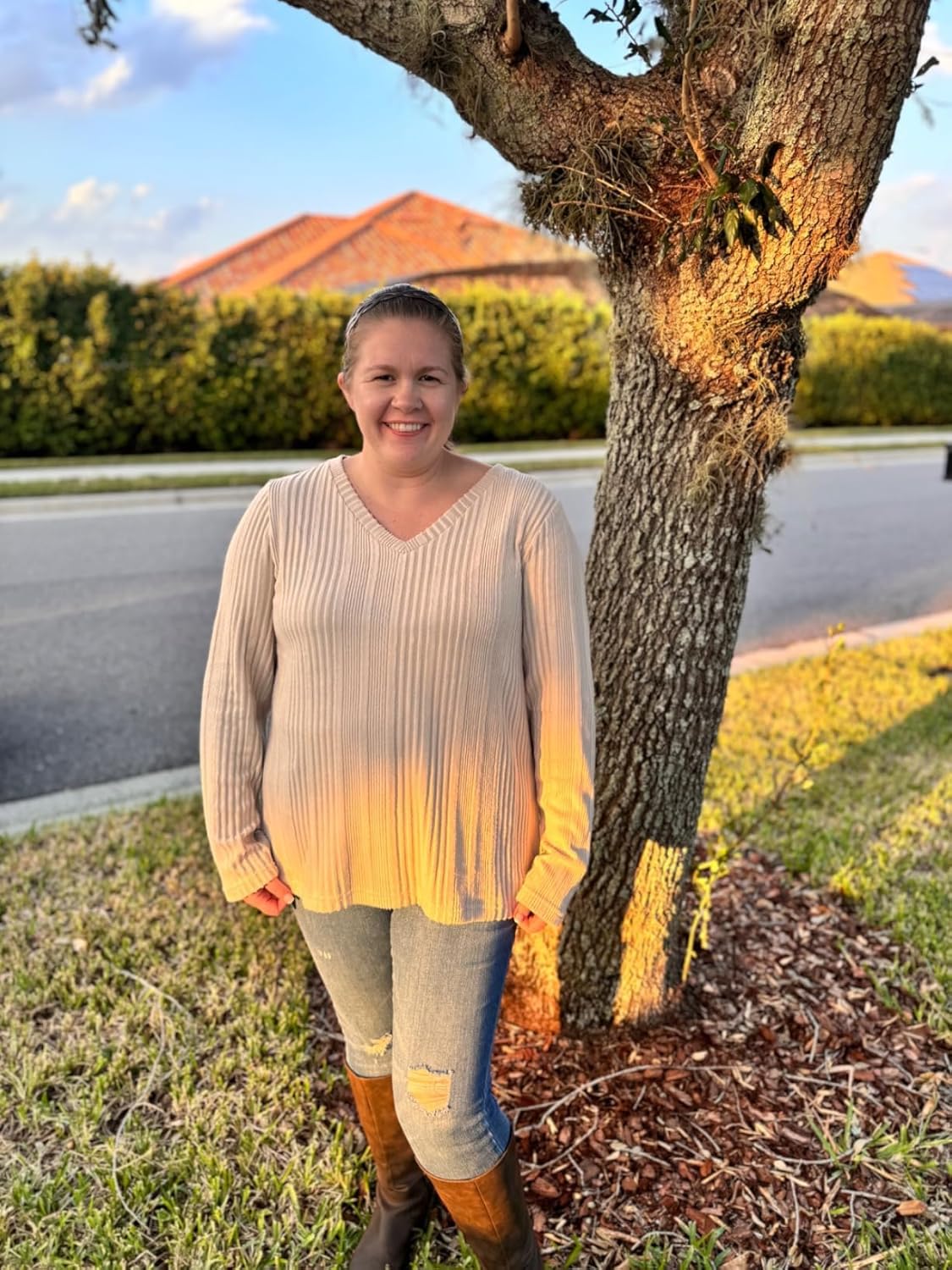 Lafural V Neck Long Sleeve Shirts for Women Casual Fall Tops Lightweight Tunic Sweaters Fashion Clothes 2024 - Image 4