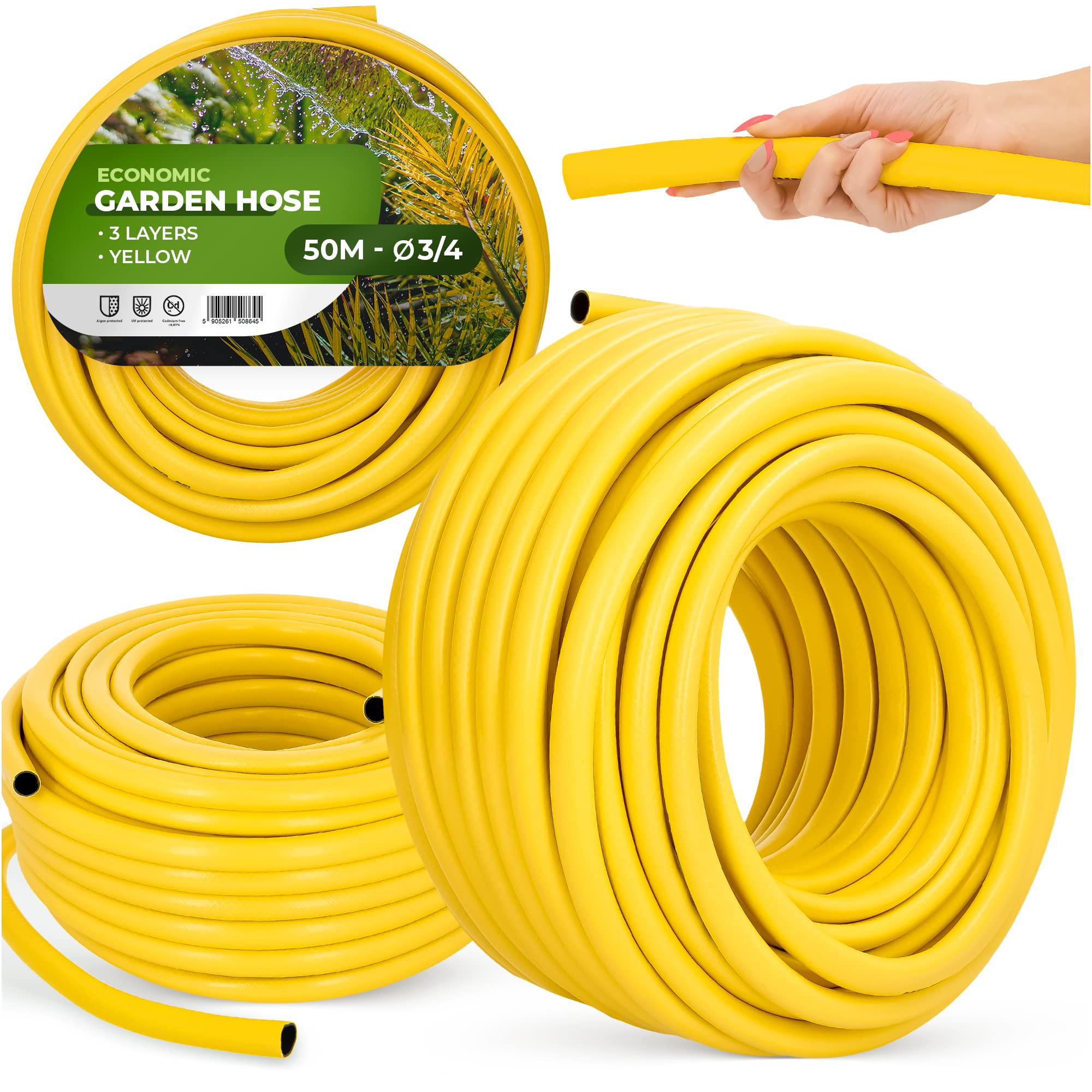 Tubo Da Giardino NYX Premium 3/4" 4 Strati: Resistente, Flessibile, 10 Anni Garanzia, Antialghe, Nero/Arancione, 30m - 4