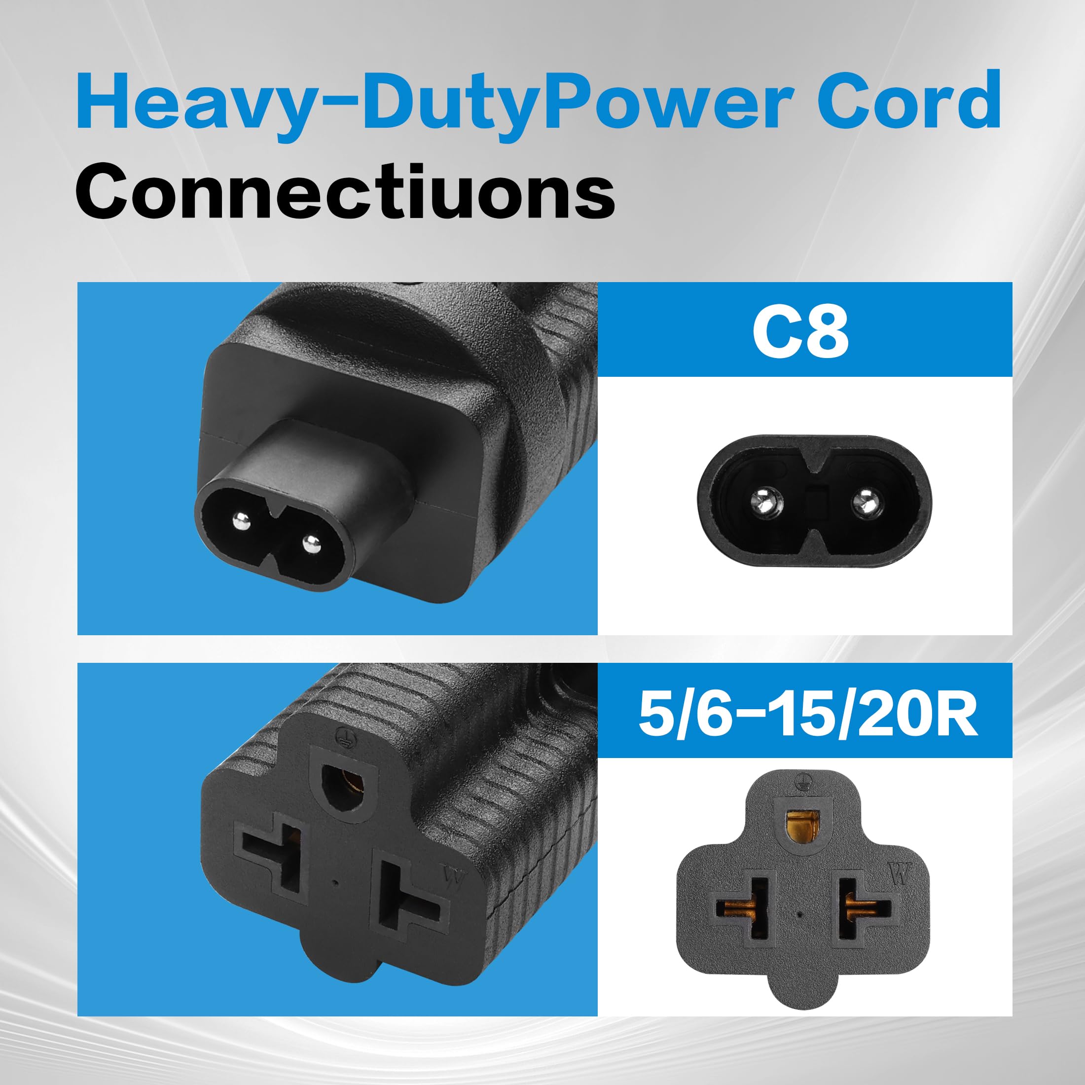 Amazon.com: YACSEJAO 2 Pack IEC C8 to NEMA 5/6-15/20R Connector