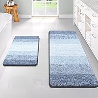 Vista 322 de OLANLY Juego de 2 alfombras de baño de 2 piezas, alfombras de baño de microfibra suave y absorbente y alfombra de inodoro con contorno