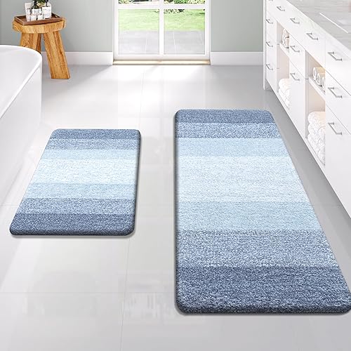 Miniatura 322 de OLANLY Juego de 2 alfombras de baño de 2 piezas, alfombras de baño de microfibra suave y absorbente y alfombra de inodoro con contorno
