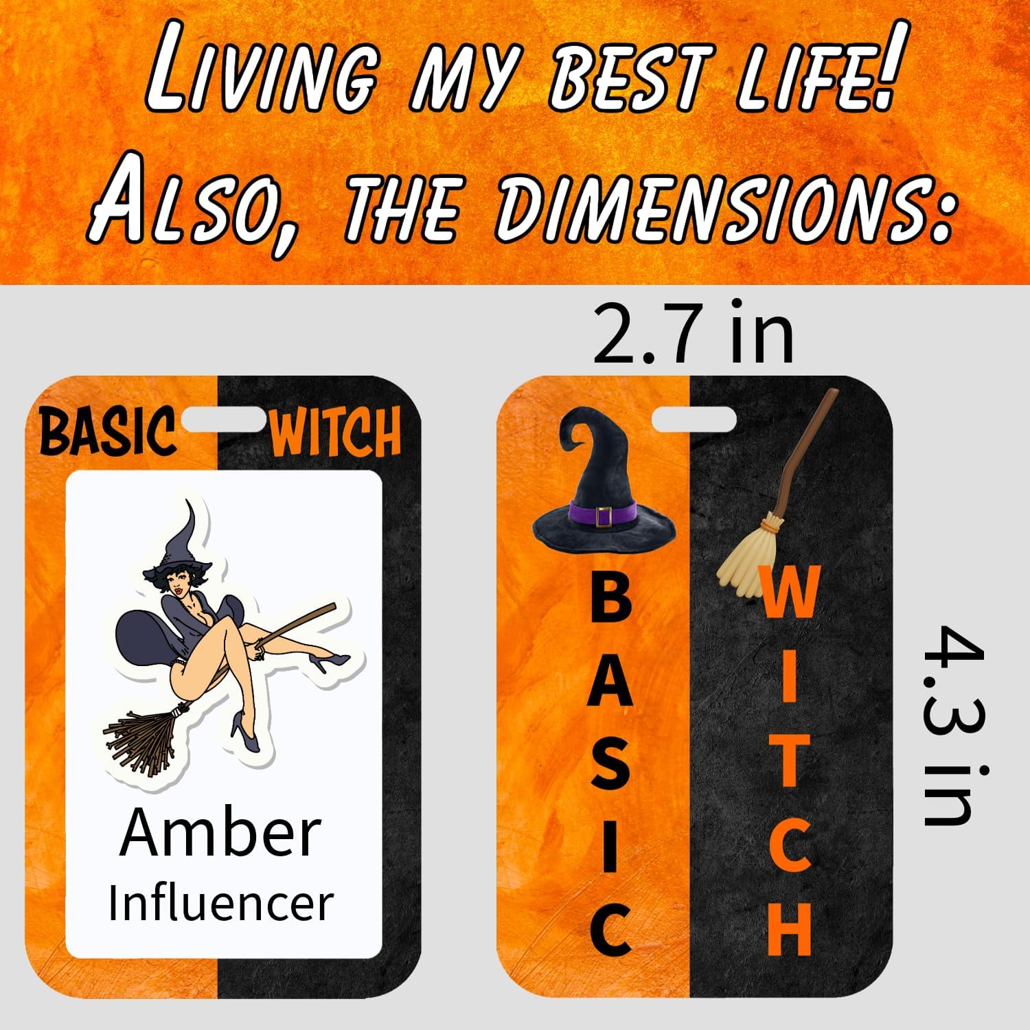 Basic Witch! Inappropriate Halloween Lanyards and Badge ID Holders - 10 Pack
